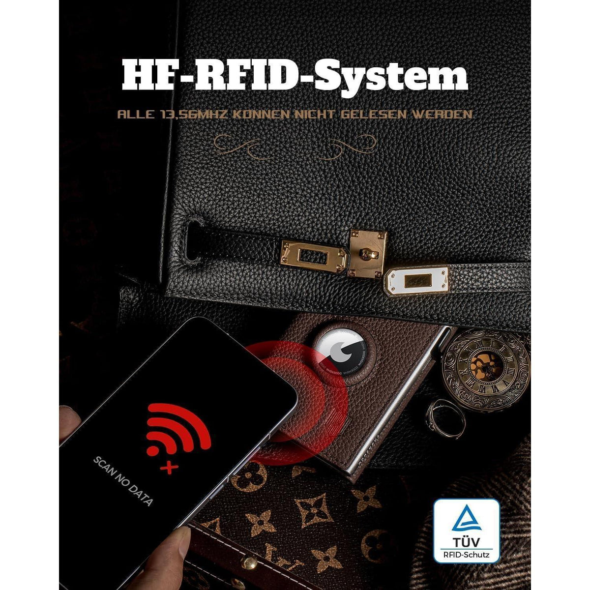 Geldbörse Herren Airtag mit XL Münzfach & RFID Schutz Braun