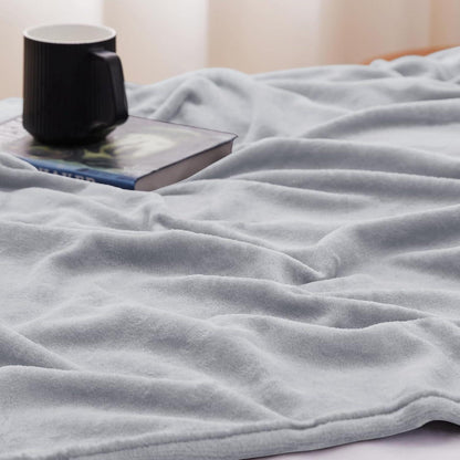 Kuscheldecke Flanell 220x240 cm Hellgrau für 4 Jahreszeiten