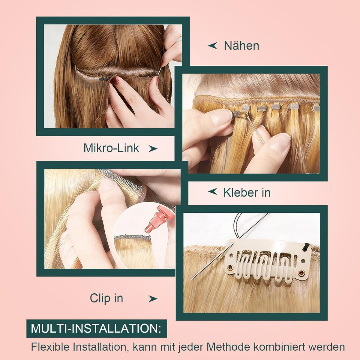 Echthaar Tressen Ombre Braun – Remy Haarverlängerung 45cm