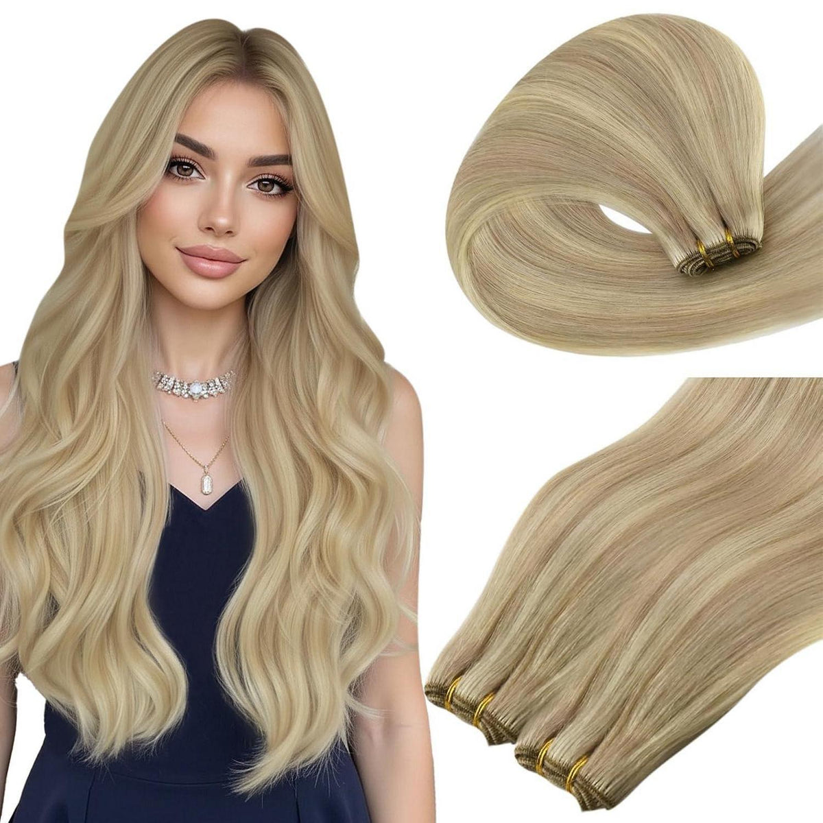 Echthaar Tressen Blond – Remy Menschenhaar 55cm