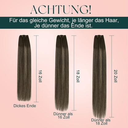 Echthaar Tressen Ombre Dunkelbraun Balayage 55cm