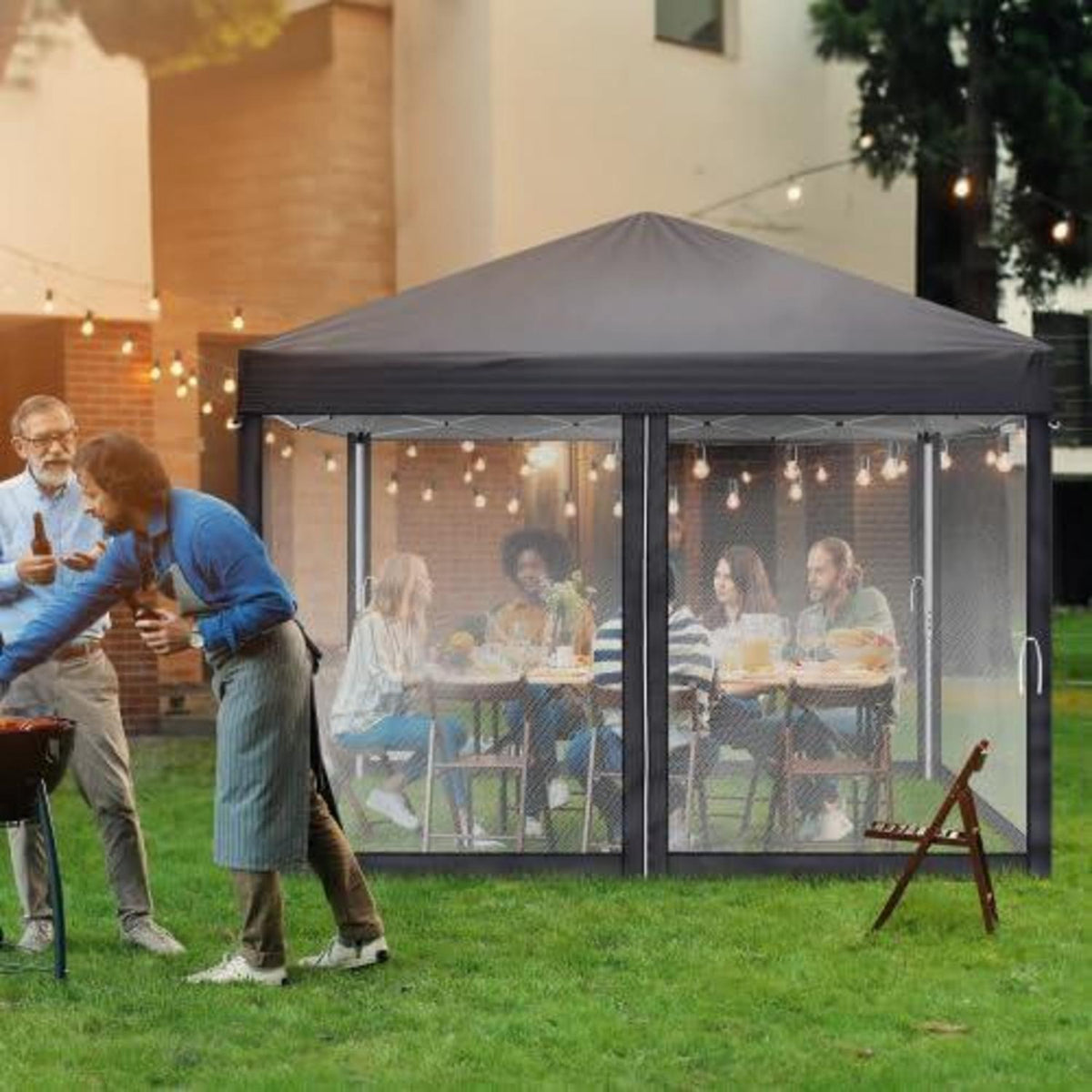 3x3m Gazebo – Wasserdicht, UV-Schutz & Mesh-Seitenteile