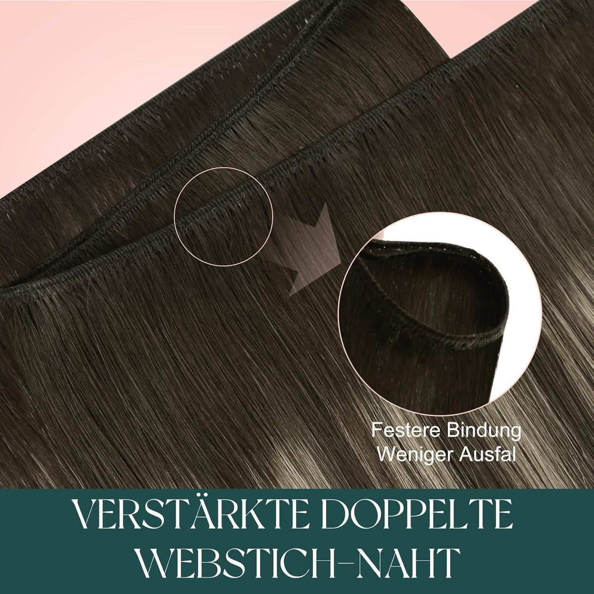 Echthaar Tressen Ombre Braun Blond 50cm 100g