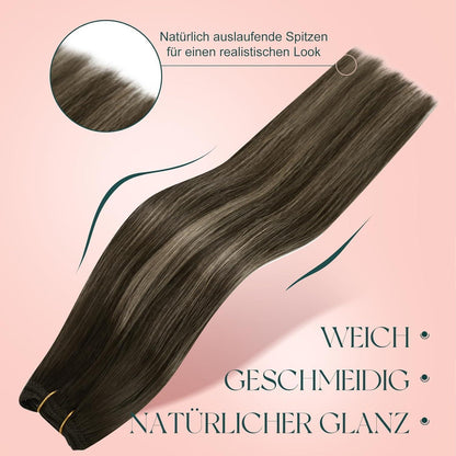 Echthaar Tressen Ombre Braun Blond 50cm 100g