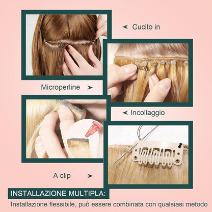 Echthaar Tressen Blond Highlight #P16/22, 30cm