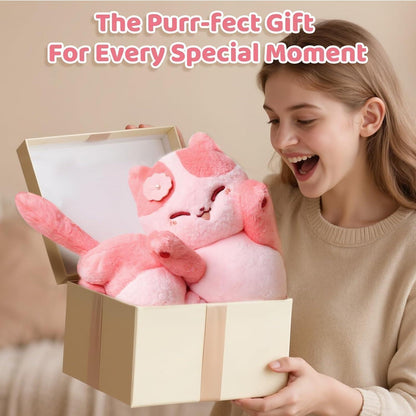 Langes Katzenkuschelkissen – Ultraweich, Rosa, 110cm – Perfektes Geschenk