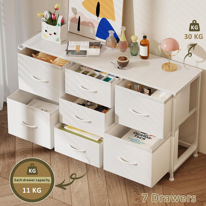 Flur Kommode mit 7 Schubladen - Industrial Design Weiß 100x30x55cm