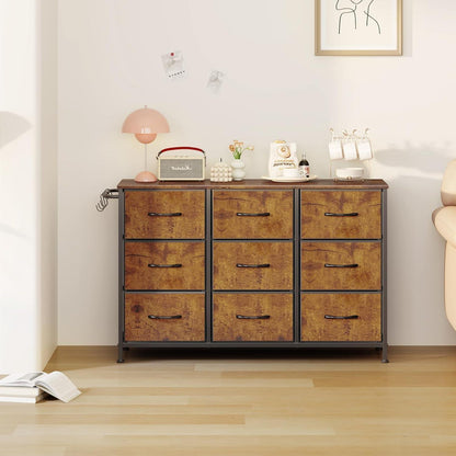Flur Kommode mit 9 Schubladen – Rustikal Braun 100x30x65cm