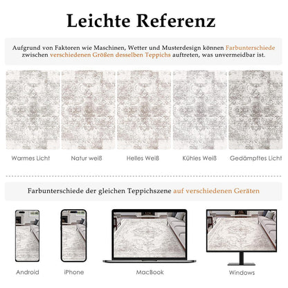 Vintage Grau Teppich 120x180cm Waschbar – Wohnzimmer Teppich