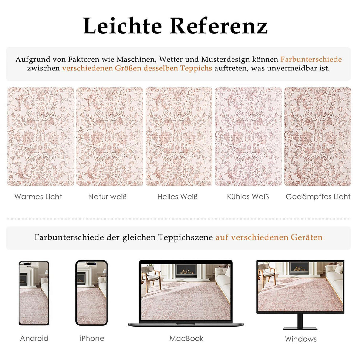 Vintage Rose Läufer Teppich 60x180cm Waschbar & Rutschfest