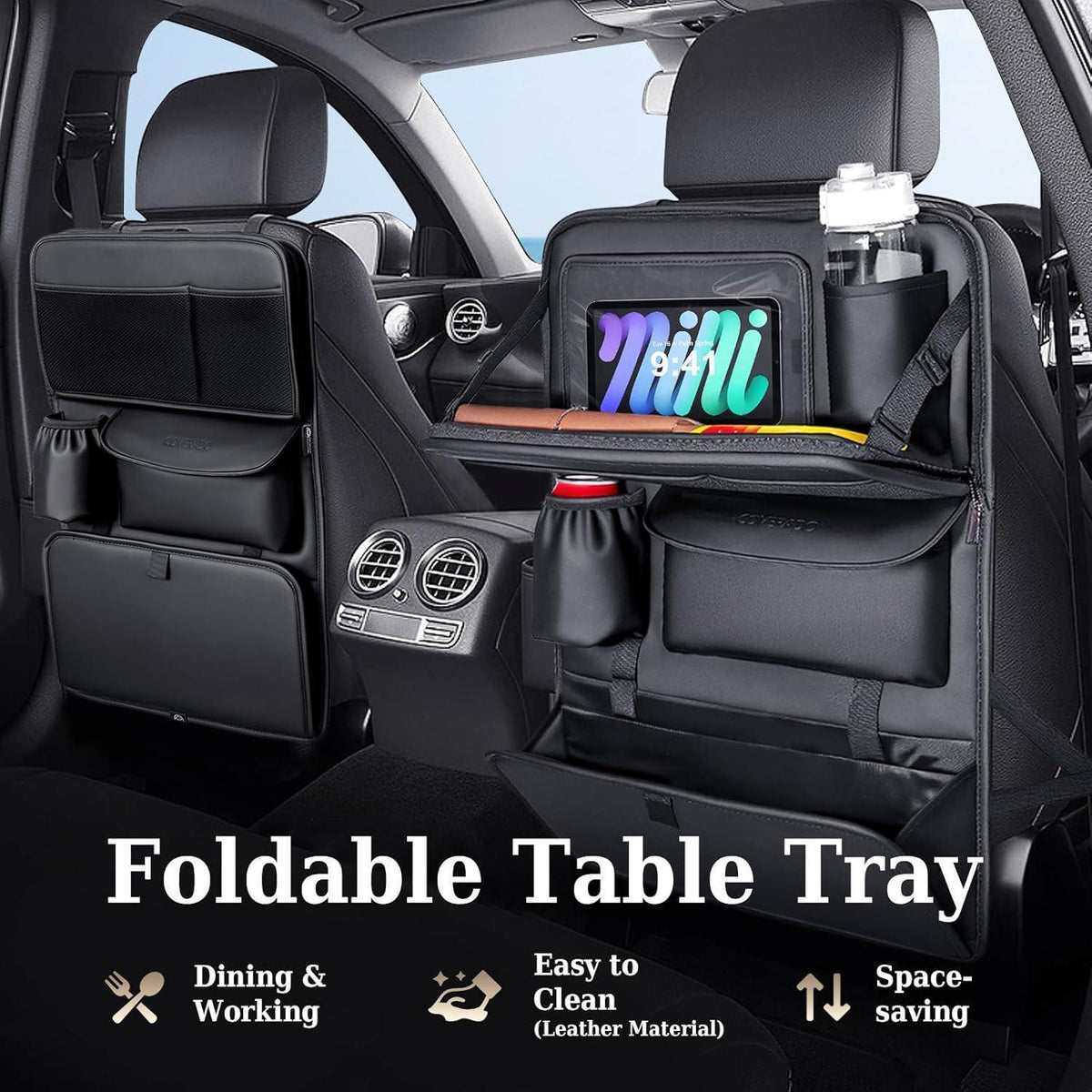 Auto Organizer Rücksitz Nappa Leder mit Tablet Halter & Tablett