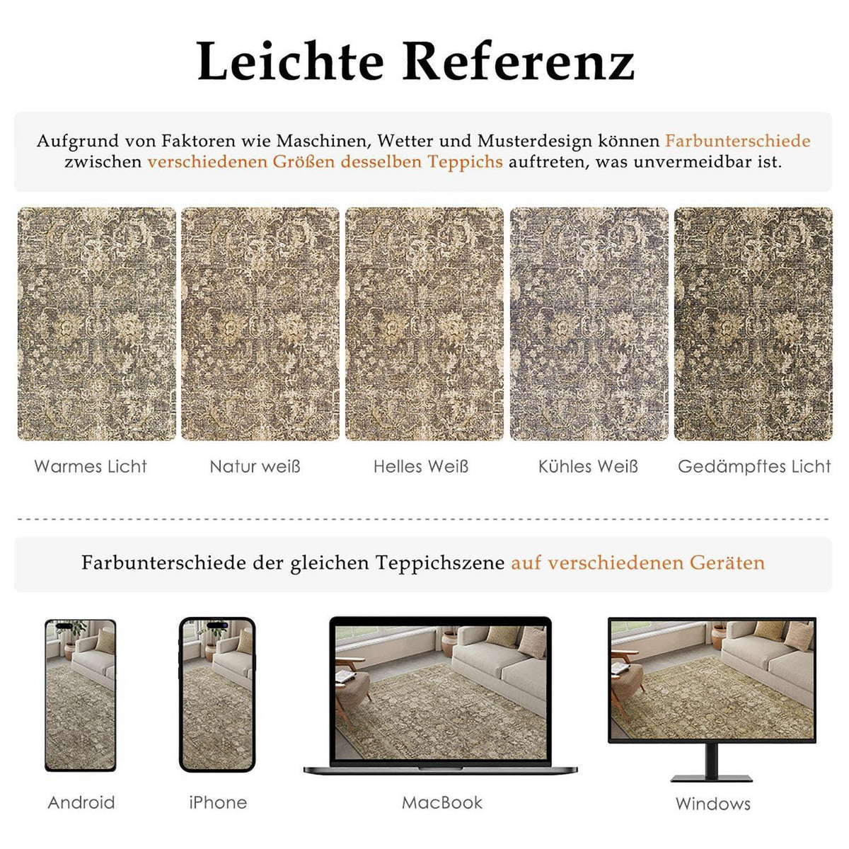 Vintage Teppich Braun 240x300cm Waschbar Wohnzimmer Teppich
