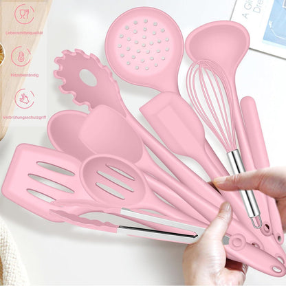 15-teiliges Silikon Küchenhelfer Set Rosa
