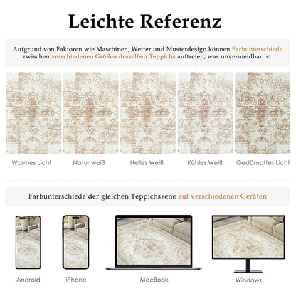 Vintage Creme Teppich 240x300cm Waschbar & Rutschfest