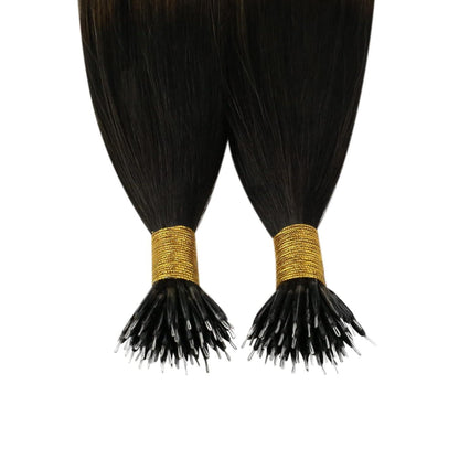 Echthaar Nano Extensions Balayage Braun Blond 40cm