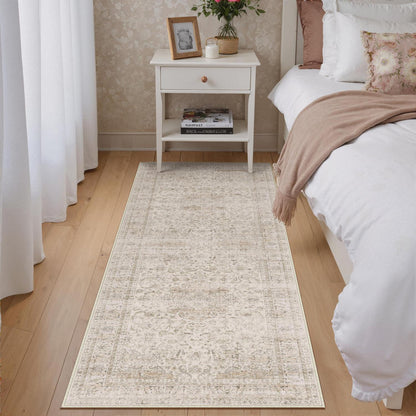 Vintage Läufer Beige 60x240cm – Waschbarer Flur Teppich