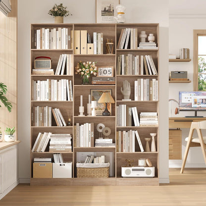 Bücherregal 188 cm mit 17 Fächern | Eiche | Standregal & Aufbewahrung