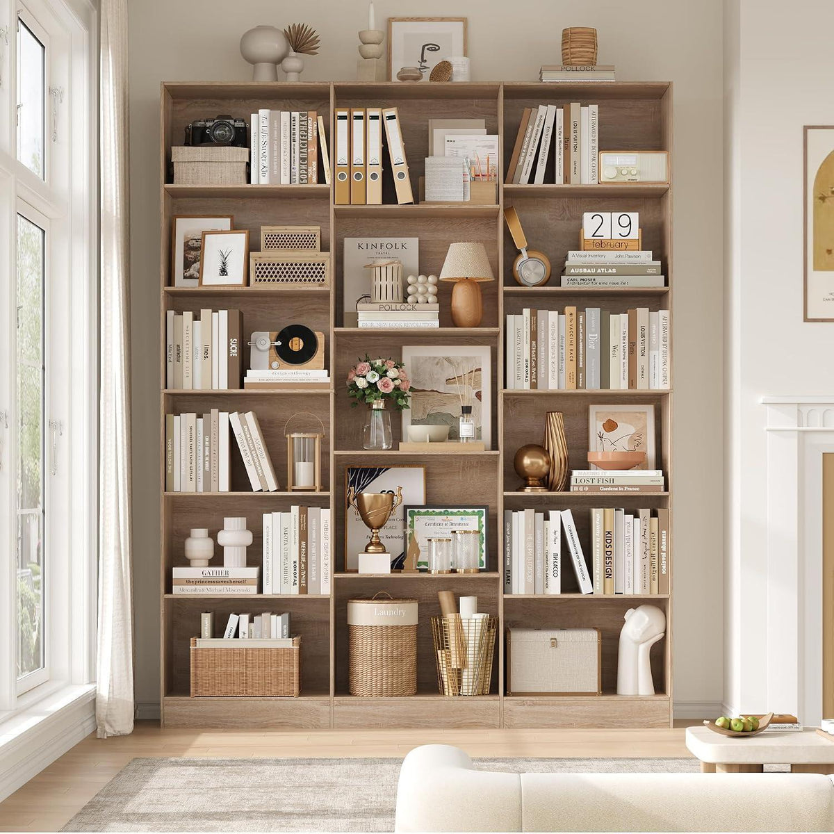Bücherregal 188 cm mit 17 Fächern | Eiche | Standregal & Aufbewahrung