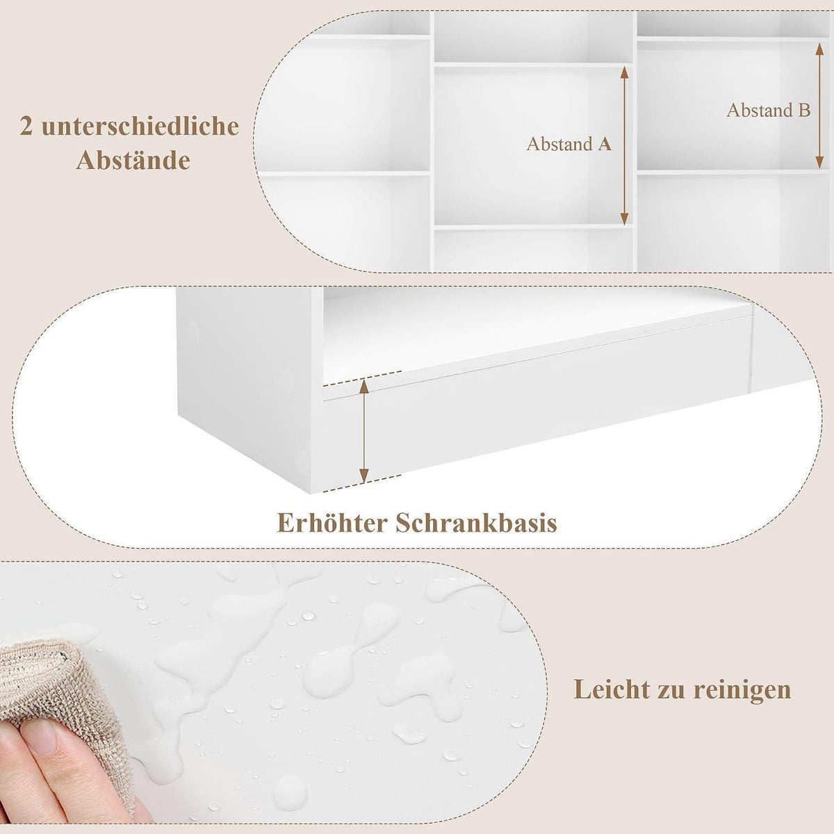 Bücherregal 188 cm mit 17 Fächern – Weißes Standregal für Wohnzimmer