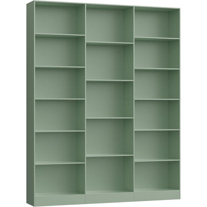 Bücherregal 188 cm mit 17 Fächern – Grün, Standregal für Wohnzimmer