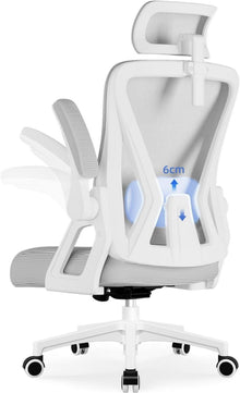 Bürostuhl Ergonomisch Verstellbare Kopfstütze Armlehnen Grau