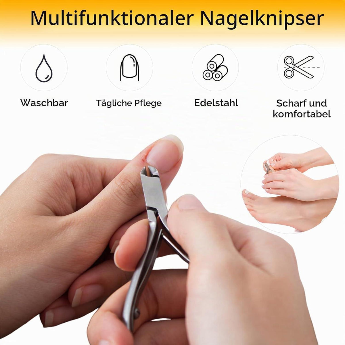 Nagelhautzange Edelstahl mit Schieber – Präziser Maniküre-Set