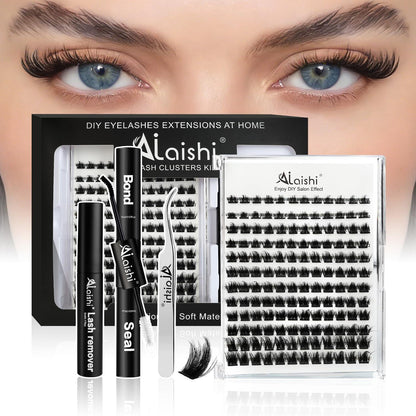 3D Wimpern-Cluster Set mit Bond & Seal – 10-18mm D-Curl