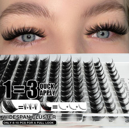 3D Wimpern-Cluster Set mit Bond & Seal – 10-18mm D-Curl