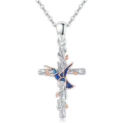Sterling Silber Tier Halskette mit Kolibri & Blume, Geschenk für Damen