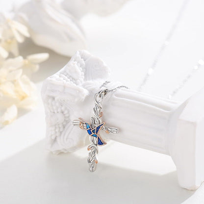 Sterling Silber Tier Halskette mit Kolibri & Blume, Geschenk für Damen