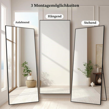 Ganzkörperspiegel 179x65cm – Stehspiegel Schwarz für Wohnzimmer