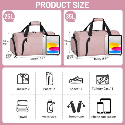 Sporttasche 35L mit Schuhfach & Nassfach, Rosa