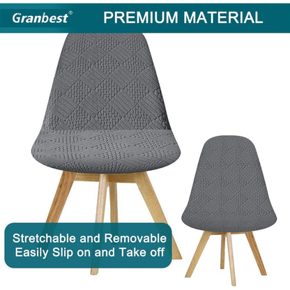 Jacquard Stuhlhussen Set 4 Stück Grau – Elastisch & Dekorativ