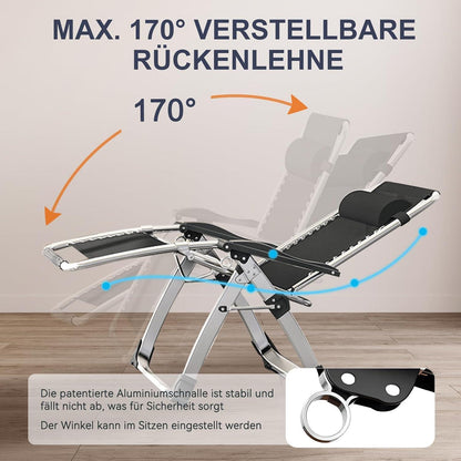 Zero Gravity Liegestuhl klappbar mit Polster Blau