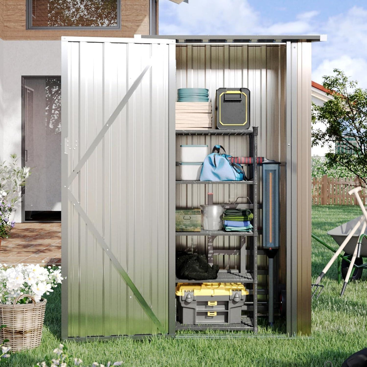 Gerätehaus 88x61cm – Starkes Pultdach-Gartenhaus Dunkelgrau