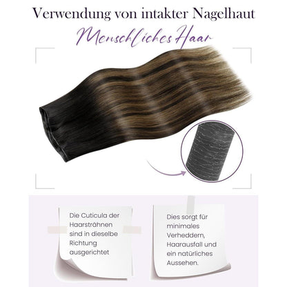 Echthaar Tressen Braun Balayage Ombre 45cm #2/8/2
