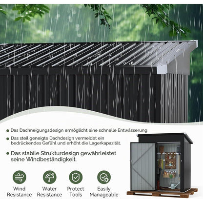 Metall Gerätehaus 150x91x185 cm mit Schloss & Belüftung