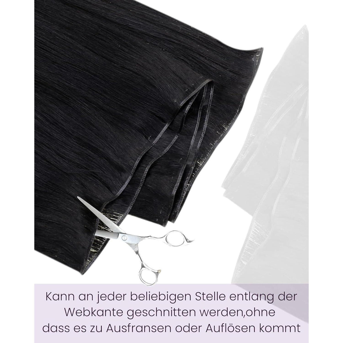 Echthaar Tressen Schwarz 50cm - Remy Weft zum Einnähen
