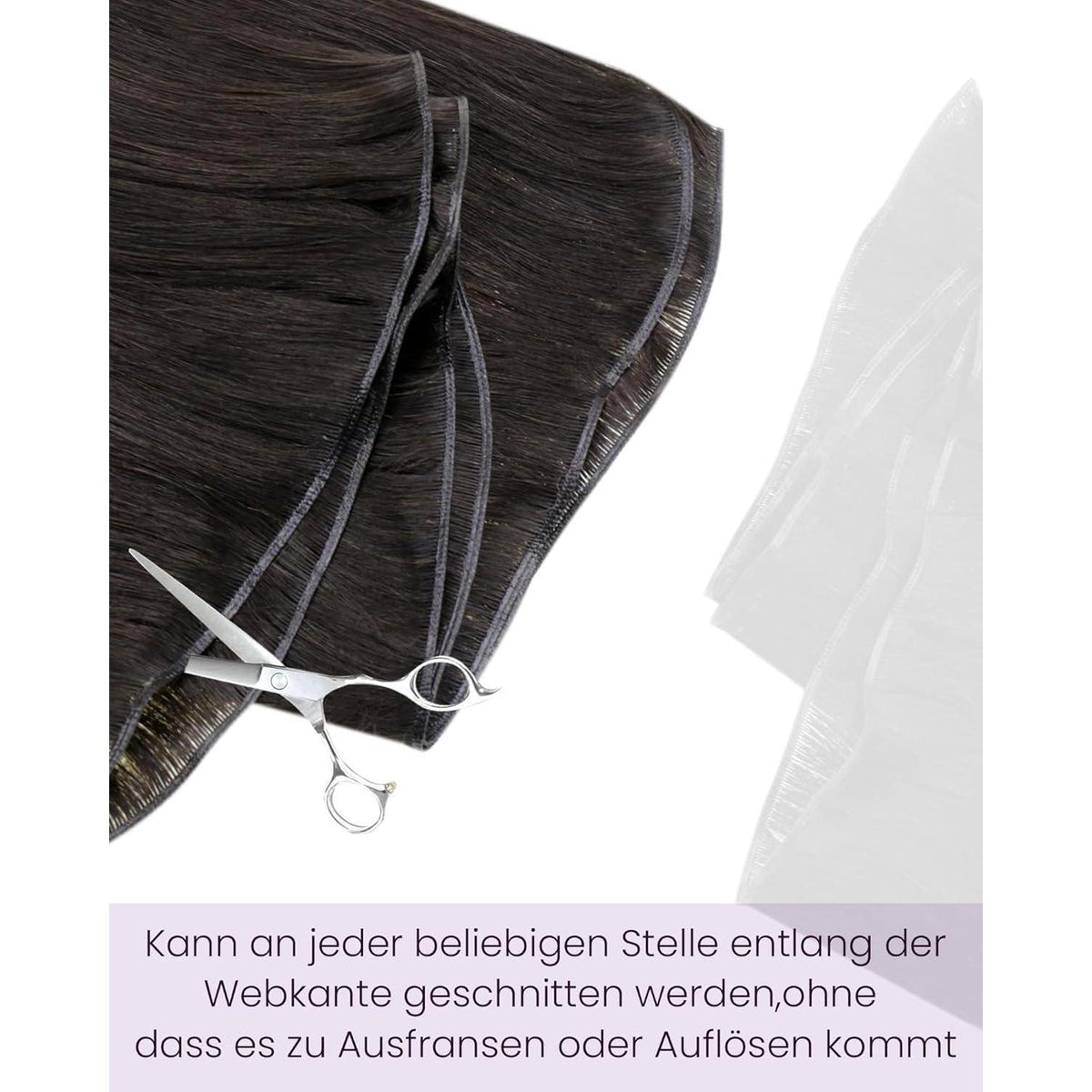 Dunkelbraune Echthaar Tressen 60cm – Einnähverlängerung