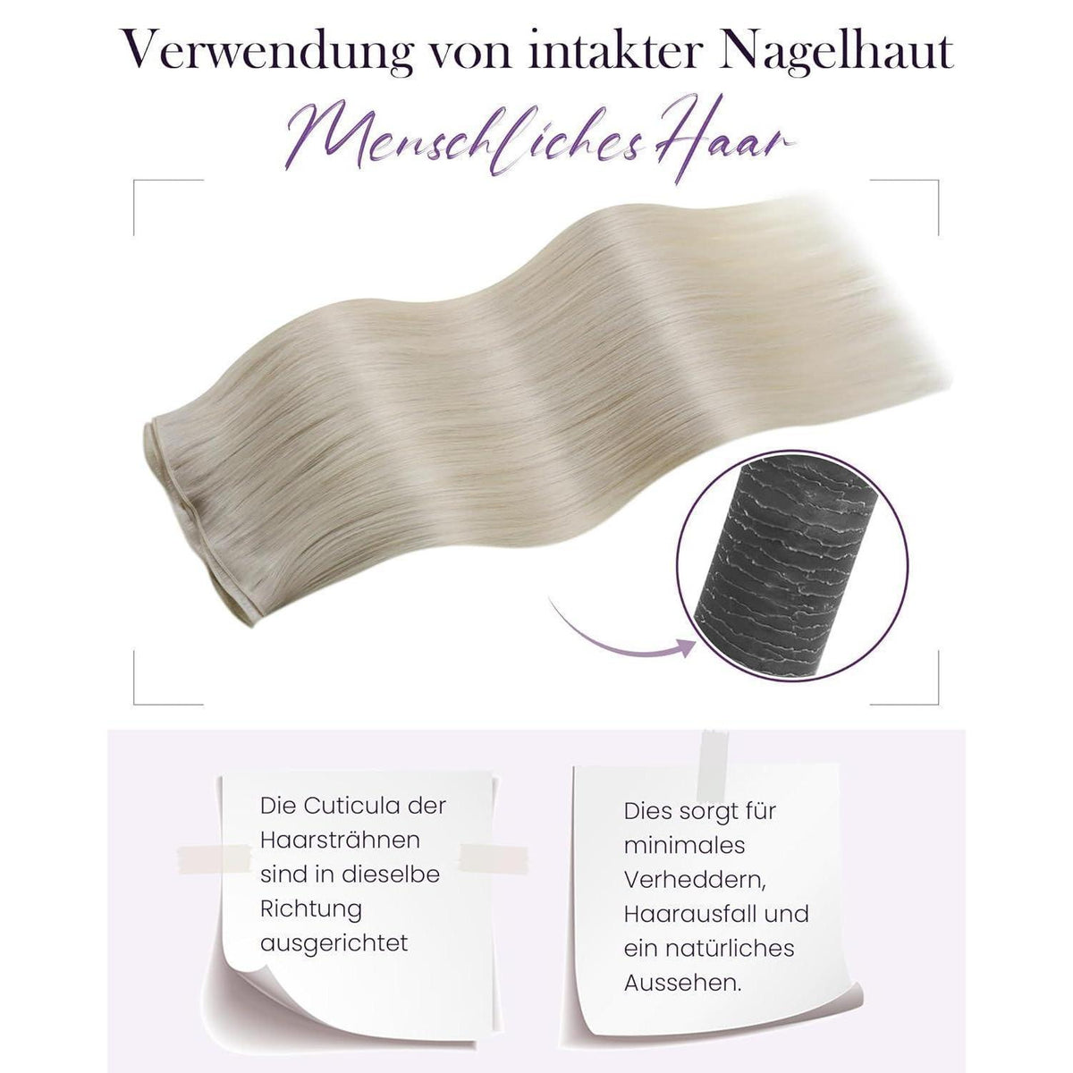Blond Echthaar Tressen 55cm – Unsichtbare Einnähweben #60