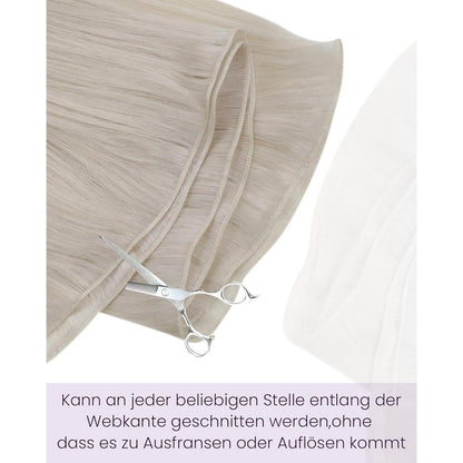 Blond Echthaar Tressen 55cm – Unsichtbare Einnähweben #60