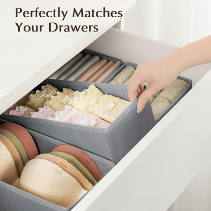 Schubladen Organizer 12er Set Grau - Stoff Aufbewahrungsboxen für Kleiderschrank