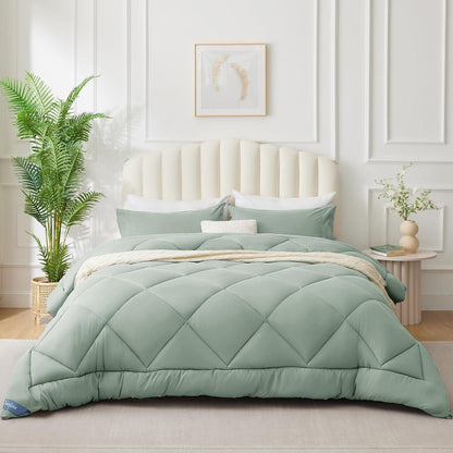 CozyLux 4-Jahreszeiten Bettdecke 155x220 cm Mikrofaser Grün