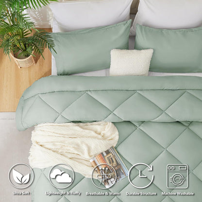 CozyLux 4-Jahreszeiten Bettdecke 155x220 cm Mikrofaser Grün