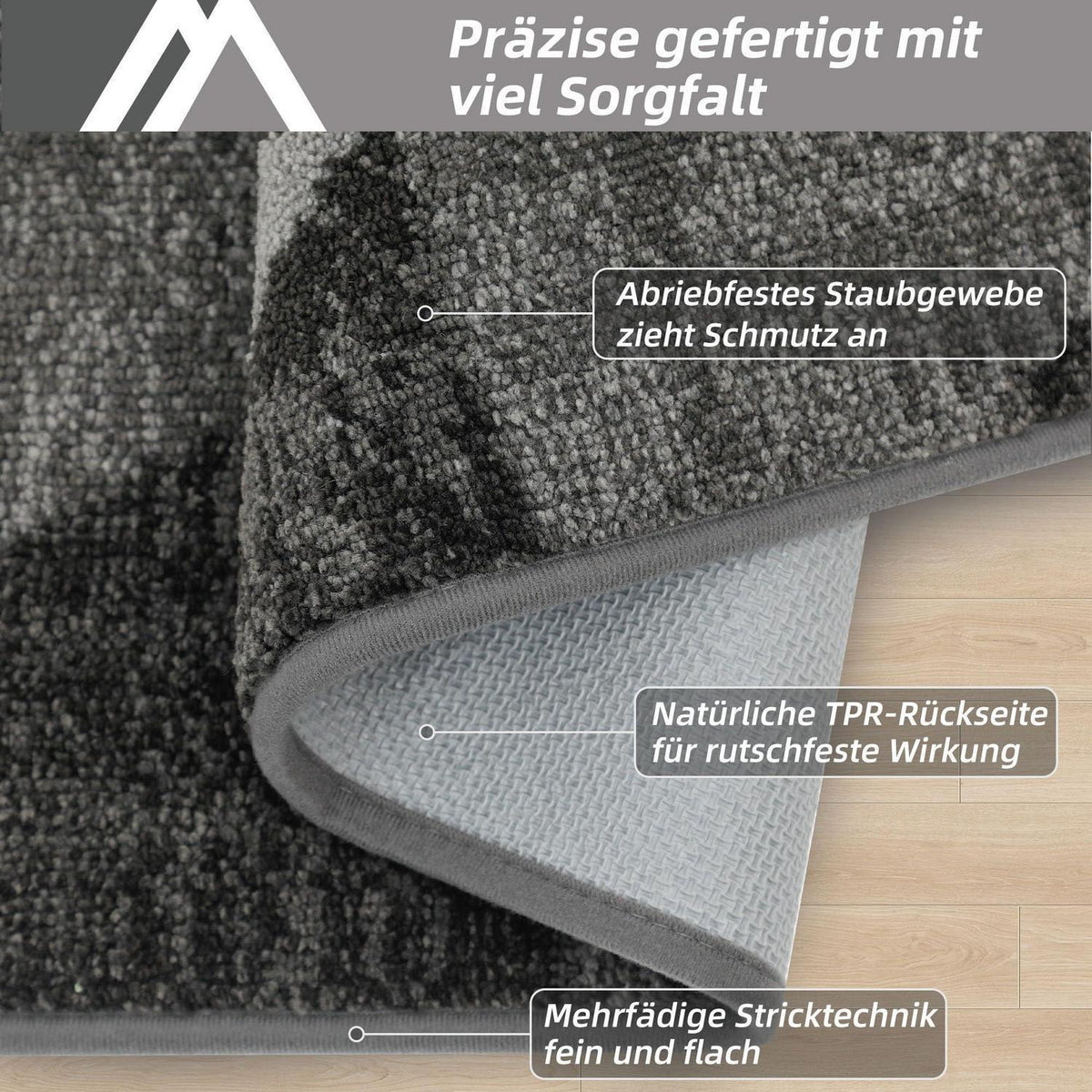 Fußmatte Karomuster Grau 50x80 cm – Rutschfest & Saugfähig