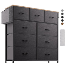 Stoffkommode mit 9 Schubladen – Dunkelgrau, 100x30x100 cm