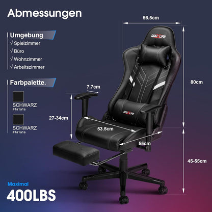 Gaming Stuhl mit 7-Punkt Massage Fußstütze ergonomisch780KG Bürostuhl