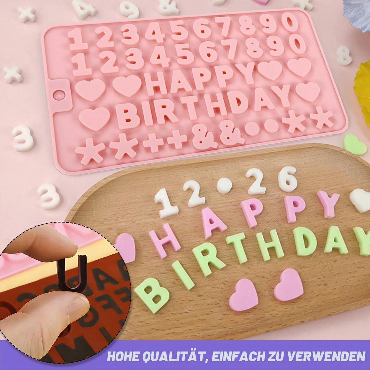 Silikonform Buchstaben Zahlen Set für Kuchen & Schokolade