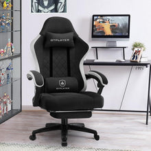 Ergonomischer Gaming Stuhl mit Fußstütze, Schwarz