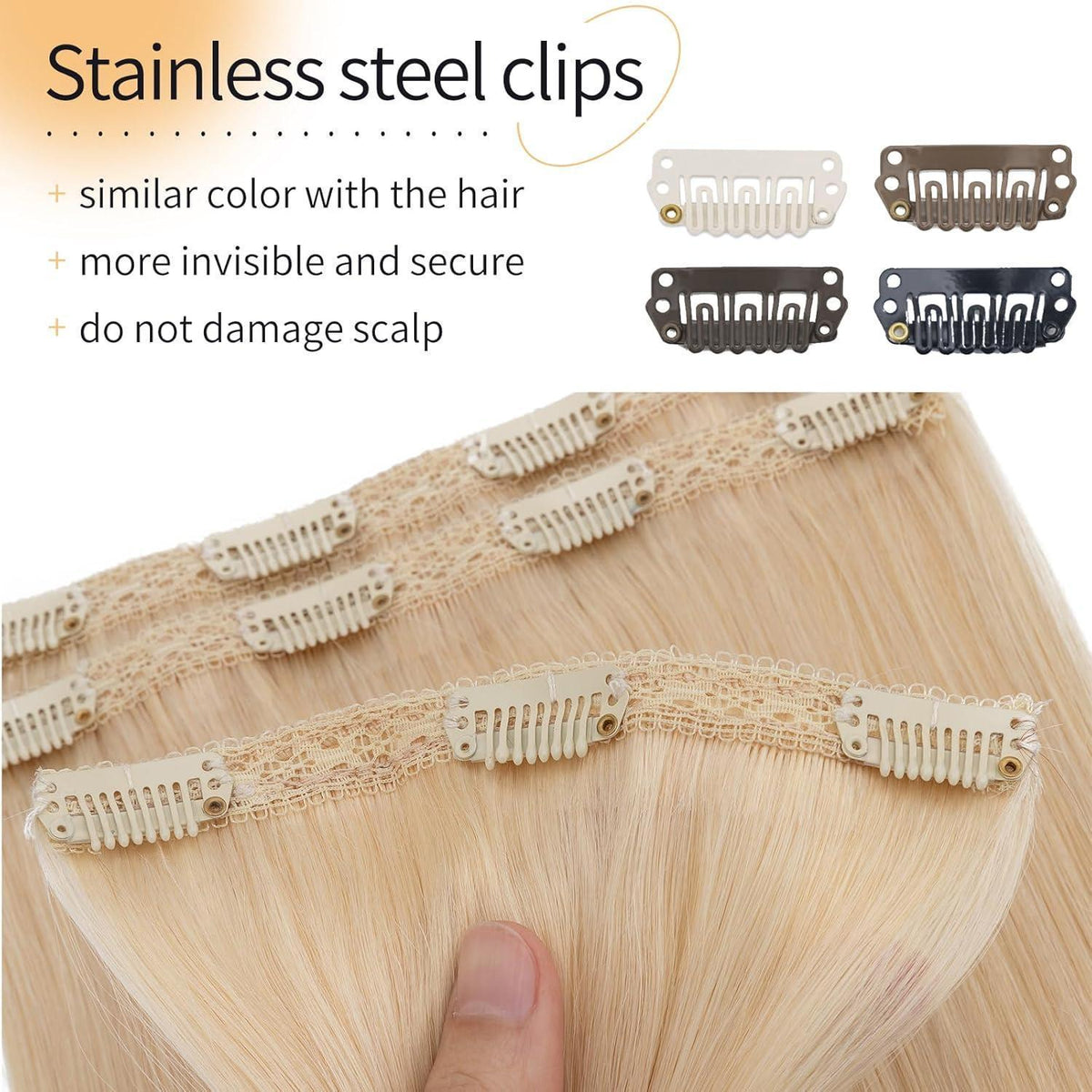 Echthaar Clip-in Extensions Platinblond 45cm